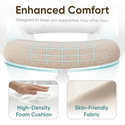 ETONEX Office Chair with Ergonomic Mid Back Cushion Lumbar Support Adjustable Swivel Rolling Computer Gaming Desk Chair Comfy Mesh Seat Wheels Home Executive Use (1, Beige) - color: Beige
