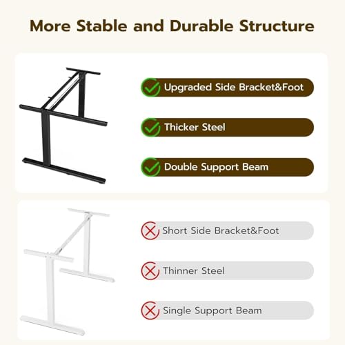 Acrolix L Shaped Electric Standing Desk, 59x40 Inch Reversible, Rustic Brown - color: Rustic Brown, size: 59