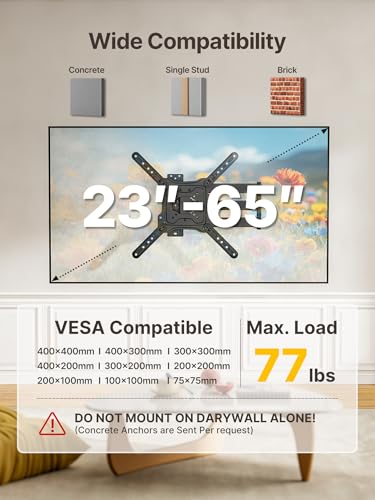 monTEK 29 Inch Long Arm TV Wall Mount for 23-65 Inch TVs | Long Extension TV Mount, Swivel&Tilt&Leveling, Full Motion Wall Mount TV Bracket, Max VESA 400 x 400mm, Up to 77 lbs - size: 23"-65" TV / 29" Long Arm