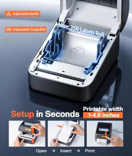 Phomemo Shipping Label Printer with Screen and Built-in Label Bin - color: Gray