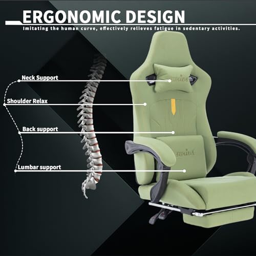 Gaming Chair with Footrest Ergonomic Computer Chair Massage Lumbar Cushion, Racing Video Game Chair Adjustable Rocker Recliner Executive Office Desk Chair Pu Leather for Adults, Green - color: Green3