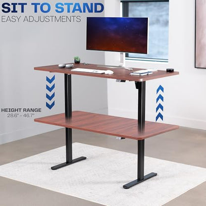 VIVO Dark Walnut 60 x 30 in Standing Desk, DESK-KIT-0B6D - color: Dark Walnut Top / Black Frame, size: 60 x 30 inch