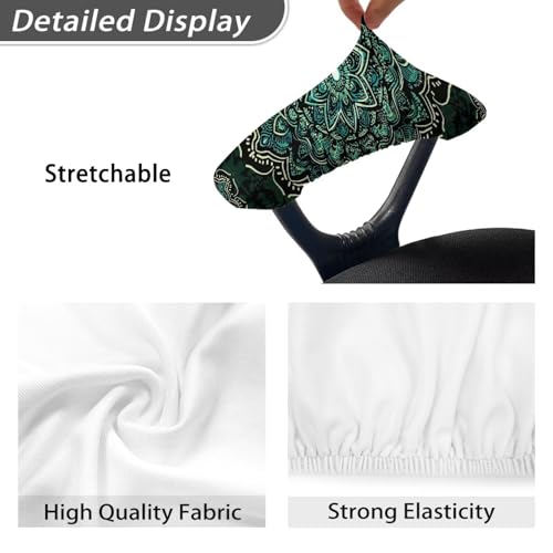 2Pcs Office Chair Armrest Covers for Home, Boho Mandala Flower Print Office Chair Armrest Slipcovers, Removable Washable Office Chair Arm Rest Covers, Black and Green - color: Black and Green - Boho Mandala Flower