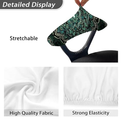 2Pcs Office Chair Armrest Covers for Home, Boho Mandala Flower Print Office Chair Armrest Slipcovers, Removable Washable Office Chair Arm Rest Covers, Black and Green - color: Black and Green - Boho Mandala Flower