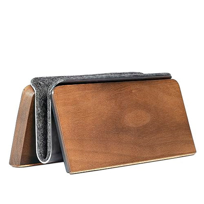 Vertical Laptop Stand for Desk, Wooden Laptop Holder Vertical for MacBook, HP, Samsung, Chrome Book and Other Laptops(Walnut) - color: Walnut-03