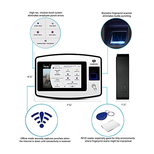 Acroprint CloudPunch Time Clock for Employees Small Business – Biometric Fingerprint Time Clock System with Proximity Card Reader and PIN Punching, Ideal Clock in Machine for Employees