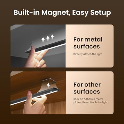 YEELIGHT Under Cabinet Lighting, 1 Pack All-Metal Motion Sensor Light, 66 LED Rechargeable Under Cabinet Light for Kitchen, Ultra Thin, Stepless Dimming, 4000K, USB-C Magnetic Closet Light
