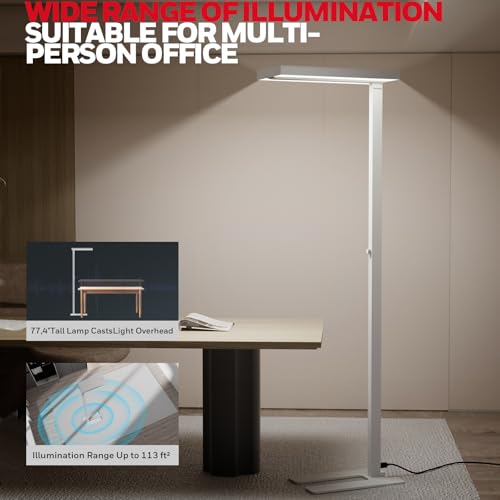 Honeywell 02E LED Floor Lamp, 6000LM Sunturalux Eye Caring Standing Light | 4000K 60W Natural Daylight Dimmable Reading Lamp, Modern Floor Lamp for Home Office Living Room Bedroom - style: 6000LM