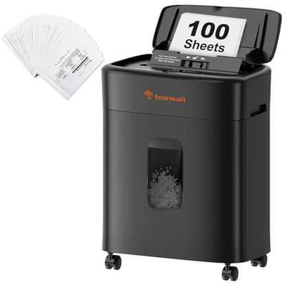 Bonsaii 100 Sheets Auto Feed Paper Shredder and 12-Pack Shredder Lubricant Sheets and 24-Pack Shredder Lubricant Sheets