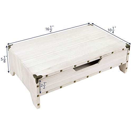 Ikee Design Wooden 2 Tier Monitor Stand with Drawer,Wood Desktop Stands | Ergonomic Monitor Stand – Raises your monitor or laptop to a comfortable viewing height for a more organized