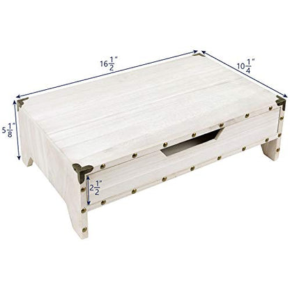 Ikee Design Wooden 2 Tier Monitor Stand with Drawer,Wood Desktop Stands | Ergonomic Monitor Stand – Raises your monitor or laptop to a comfortable viewing height for a more organized