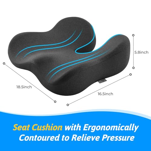 Dreamer Car Seat Cushion for Tailbone & Sciatica Pain Relief | Certified & Ergonomist-Designed,Tapered Front Edge Reduces Thigh Pressure,Wide Memory Foam for Office Chair, Car, Wheelchair - color: Gray
