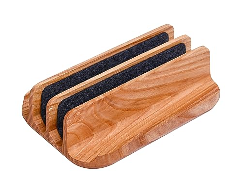 THEHRDWOOD Laptop Stand Vertical Laptop Holder for Desk - All Laptop Vertical Stand up to 0.7'' Thick - Laptop Vertical Stand Handmade of Natural Wood (Dragon Dual Ash) - color: Dragon Dual Ash