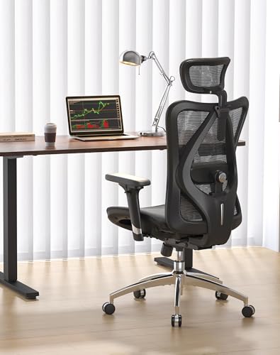 SIHOO M57 Ergonomic Mesh Office Chair, High Back Home Desk Chair with 3D Armrests, Lumbar Support and Adjustable Headrest, Comfortable Computer Chair, Big & Tall Office Chair Hold 330 LBS-Ebony - color: Ebony, size: Pack of 2