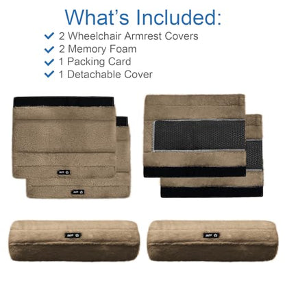 SPRING SEAON Wheelchair Armrest Pads Covers Fuzzy Desk Chair Arm Pads Soft - color: Brown
