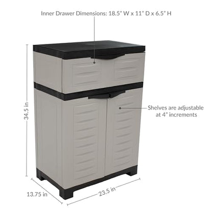 Sunnydaze 34.5" Garage Storage Cabinet with Adjustable Shelf, Gray - color: Grey, style: With Drawer - 34.5" H