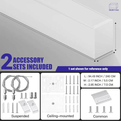 JTT 8FT LED Linear Light White, 100/80/60W 8' Linkable Office Light 2Pack - color: White 2 Pack（8FT）