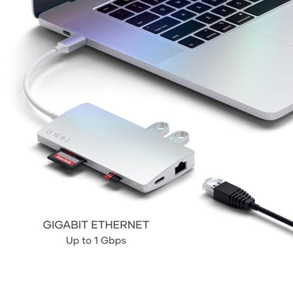 Satechi 8-in-1 USB-C Hub V2, 115W PD Charging, 4K HDMI, Ethernet, Silver | 4K HDMI, 3 USB-A, Ethernet, Micro/SD Card Readers, for MacBook Air/Pro/Neo, iPad Air/Pro, Windows - color: Silver, size: V2