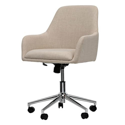 Workspace by Alera Mid-Century Task Chair, Supports Up to 275 lb, 18.9" to 22.24" Seat Height, Cream Seat, Cream Back