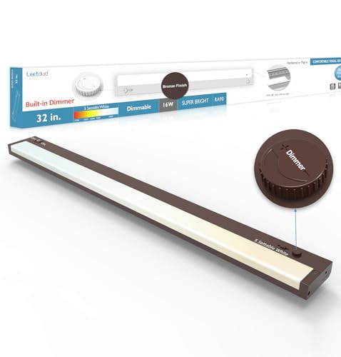 Under Cabinet Lighting Plug in or Hardwired Built-in Dimmer, 32 Inch 16W, 5CCT 2700/3000/3500/4000/5000K, Linkable Counter Lights for Kitchen, ETL Dimmable LED Light Fixture, Bronze - color: Bronze, size: 32 inch