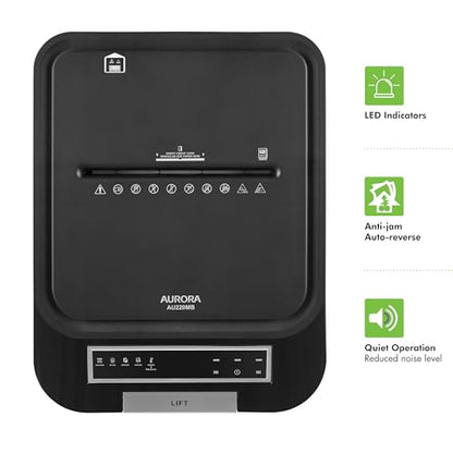 Aurora Commercial Grade 220-Sheet Auto Feed High Security Micro-Cut Paper Shredder/ 60 Minutes/Security Level P-5 - size: 220 Sheet AutoFeed MicroCut