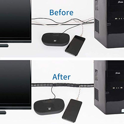 10FT Cable Management Sleeve EZ Cord Bundler 1" Diameter w/Zip Clip Zipper Wire Wrap Cord Organizer Cable Tube Hider Flexible & Expandable Home & Office Wire Concealer for PC TV Computer Cinema - size: 1" Dia