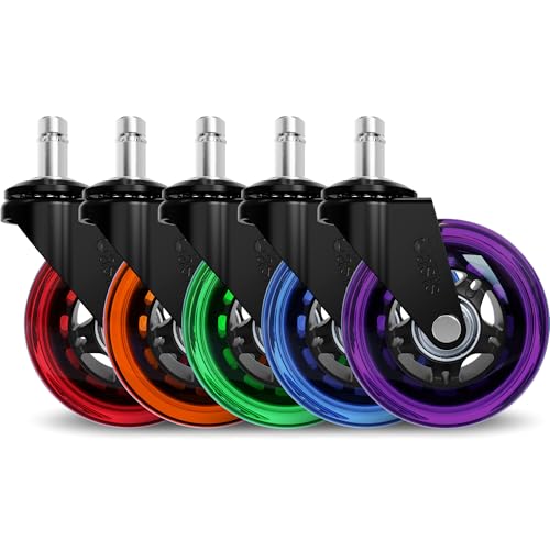 The Office Oasis Original Office Chair Wheels (As Seen On PBS), Rainbow - color: Rainbow