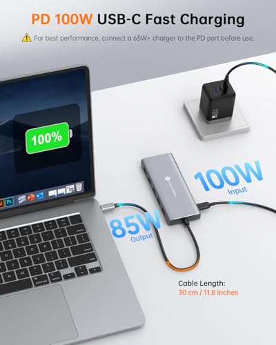 NOVOO 12 in 1 Docking Station Dual Monitor with 2 HDMI, VGA | Latptop Docking Station with 5 USB Ports, 100W PD, USB-C Data, SD/TF Card Reader, Compatible with MacBook/Dell/HP/Surface - style: 12-in-1