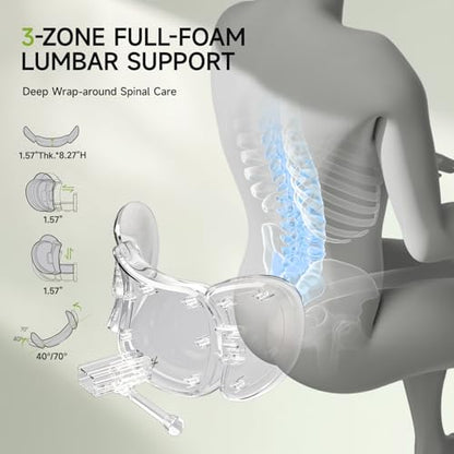 X19 Ergonomic Office Chair, 3-Zone Lumbar for Back Pain Relief - color: Mist Grey