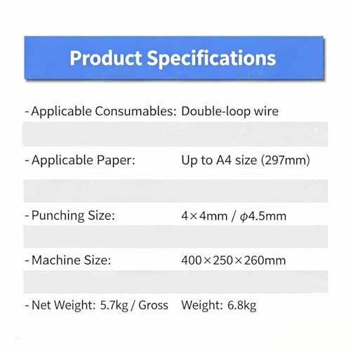 Loose Leaf Iron Ring Punching Machine, Rubber Square Hole Binding Machine, 34 Hole Manual Wire Coil Puncher, Maximum Hole Punch 120 Sheets, for A4, B5, A5 Paper Binding Machine