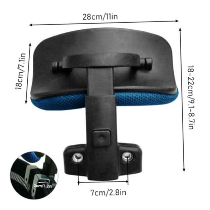 Adjustable C-Shaped Office Chair Headrest, 1.18" Thickened Clips Head Rest Attachment Blue - color: 3 Cm/1.18 Inch Clip