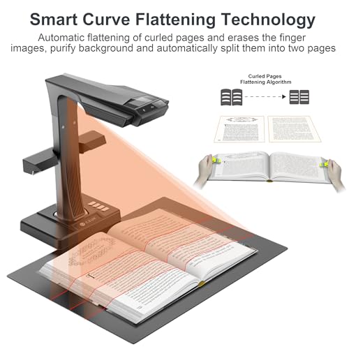 CZUR ET18 Pro Professional Document Scanner, 18MP HD Document Camera | 2nd Gen Auto-Flatten&Deskew Tech, Capture A3, 186 Languages OCR, Convert to PDF/Searchable PDF/Word/Excel, for Windows&macOS - size: ET18 Pro