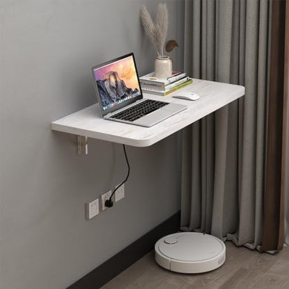 Pmnianhua Wall Mounted Desk,31'' Wall Mounted Drop Leaf Table,Drop Down Table,Folding Table,Fold Down Wall Desk,Floating Desk for Wall Laundry Room Bar Home Office Small Space(White) - color: Grey-white
