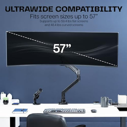 VIVO Black Single Ultrawide Desk Mount, Up to 57 in Screens, STAND-GT57