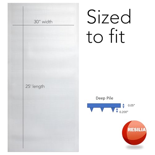 Resilia Industrial Deep Pile Carpet Runner - Crosshatch Pattern Non Slip Carpet & Rug Protector Mat, Waterproof Clear Plastic Vinyl Floor Covering, 30 Inches Wide x 25 Feet Long - size: 2'6" x 25' (Runner)