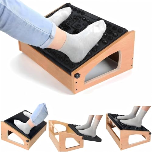 Ergonomic Foot Rest Under Desk,4 Adjustable Height Foot Stool - color: Natural02