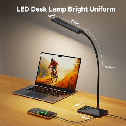 LED Desk Lamp, Eye-Caring Desk Light - color: Jet Black