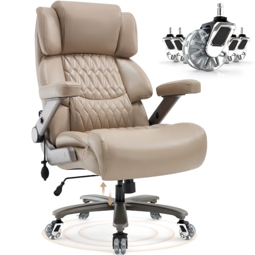700lbs Big and Tall Office Chair, Large Heavy Duty Computer Desk Chair - color: Khaki