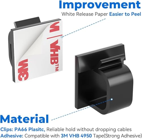 100Pack Adhesive Cable Clips, Wire Holders for Desk Wall Car, Black - color: Black, size: 100Pack