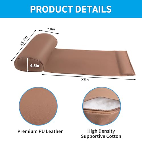 YOUFI Leather Recliner Headrest Pillow with Self-Stabilizing Weighted Base | No-adhesive Design Adjustable Filling for Head Support, Soft Large Neck Pillow for Recliner, Couch, Sofa, Chairs, Brown - color: Brown