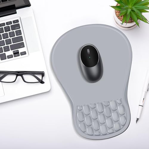 YIWEI Ergonomic Mouse Pad with Wrist Rest for Carpal Tunnel Pain Relief - color: Light Gray