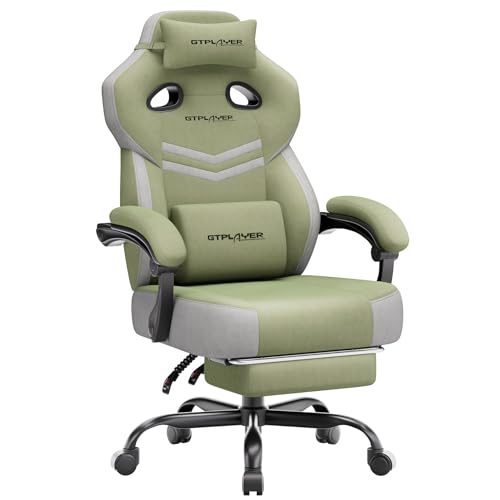 GTPLAYER Big & Tall Gaming Chair, Wide Seat with Footrest, Green - color: 06 Green