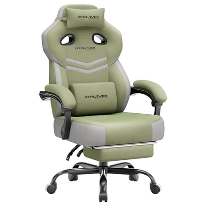 GTPLAYER Big & Tall Gaming Chair, Wide Seat with Footrest, Green - color: 06 Green