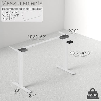 VIVO Electric Dual Motor Standing Desk Frame for 41 to 82 inch Table Tops, Frame Only, Ergonomic Standing Height Adjustable Base with Push Button Memory Controller, White, DESK-V122EW - color: White