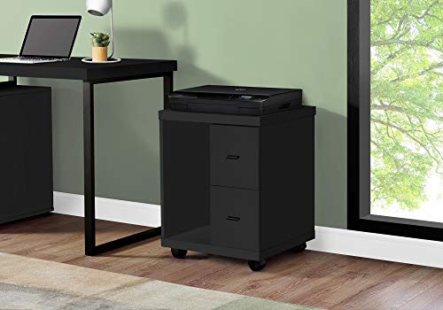 Monarch Specialties 2-Drawer Computer Stand on Castors - Black I 7054 - color: Black