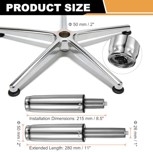 uxcell Office Chair Gas Cylinder, 11 Inch Class 3 Gas Cylinder Replacement Universal Hydraulic Pneumatic Lift Piston for Office Gaming Chair Desk Stools, Silver Tone - color: Silver Tone, size: 11 Inch