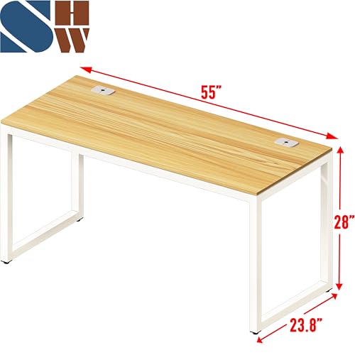 SHW 55-Inch Commercial-Grade Office Computer Desk, Oak - color: Oak, size: 55-Inch