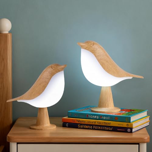 IFTHFOUR Bird Cordless Table Lamp, Small Cordless Bedside Lamp with 3 Color Temperature, Touch Sensor & Rechargeable Battery - Night Light for Kids, Bedroom, Bedside (Light+Light) - color: Light+Light