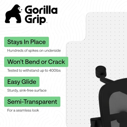 GORILLA GRIP Office Chair Mat for Carpet Floors, Heavy Duty 32x48 Clear Lip - size: 32"x48", style: Carpet Floor with Lip