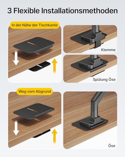 monTEK Sleek Aluminum Monitor Arm with Mount Reinforcement Plate for 17–57” Ultrawide Screens